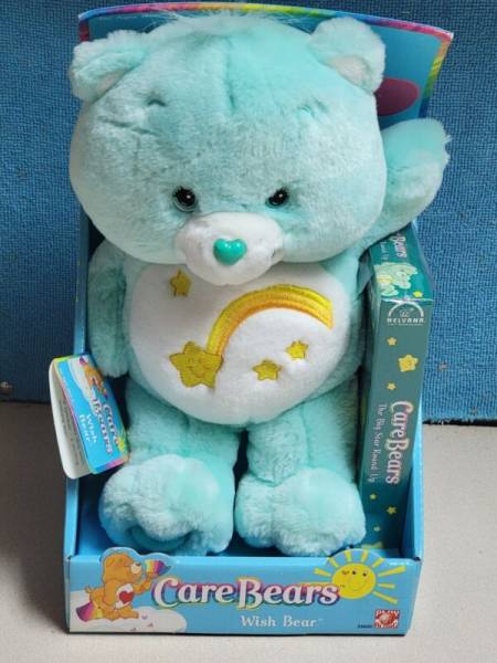 Vintage 2002 Care Bear Plush - Wish Bear - 16" Tall   New IN BOX w/ Sealed VHS