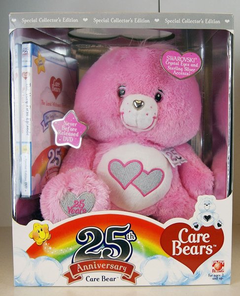 Care Bears SWAROVSKI 25th Anniversary 13" PINK LOVE-A-LOT 2007 Plush Sealed +DVD