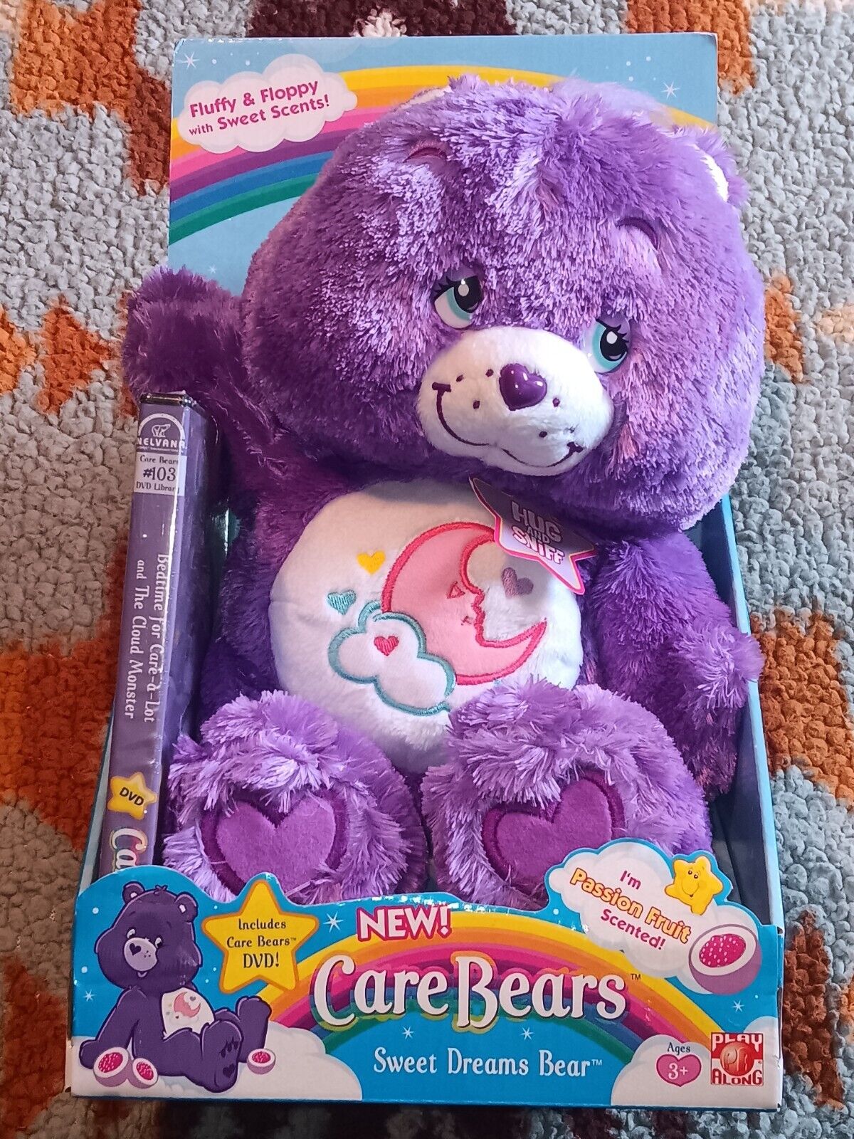 "RARE" 2006 Fluffy & Floppy Sweet Dreams Care Bear Play Along & Jakks Pacific.