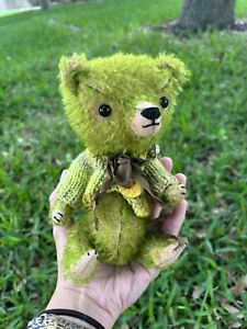 Green Pussman Bear Made With Real Mohair Hand Dyed With Sweater