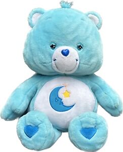 Vtg. HUGE CARE BEARS 2002 Bedtime Bear Plush Blue Moon & Star Heart Jumbo 2FT