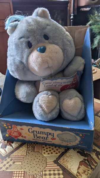 Vintage 1983 Kenner Care Bears Grumpy Bear 13" Plush Toy Storm Cloud new in box