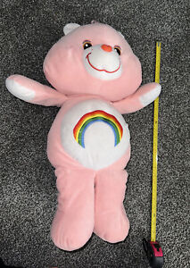 2002 Care Bear Plush Cheer Bear Pink Rainbow Large 26 Inch 25 Years