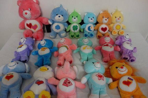 Care Bears Lot Of 17 Plush Beanies Cousins 2002-2003 All Different 7" 8" 13"