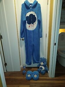 Care Bear Grumpy Bear Ensemble: Costume, Slippers, Wine Glass, Mini&Stuffed Bear