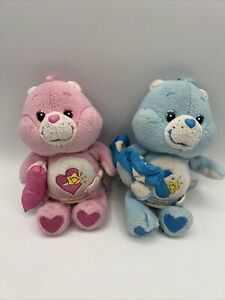 Care Bears Baby Tugs Pink & Blue with Diaper Blanket Pillow Play Along toy 2003