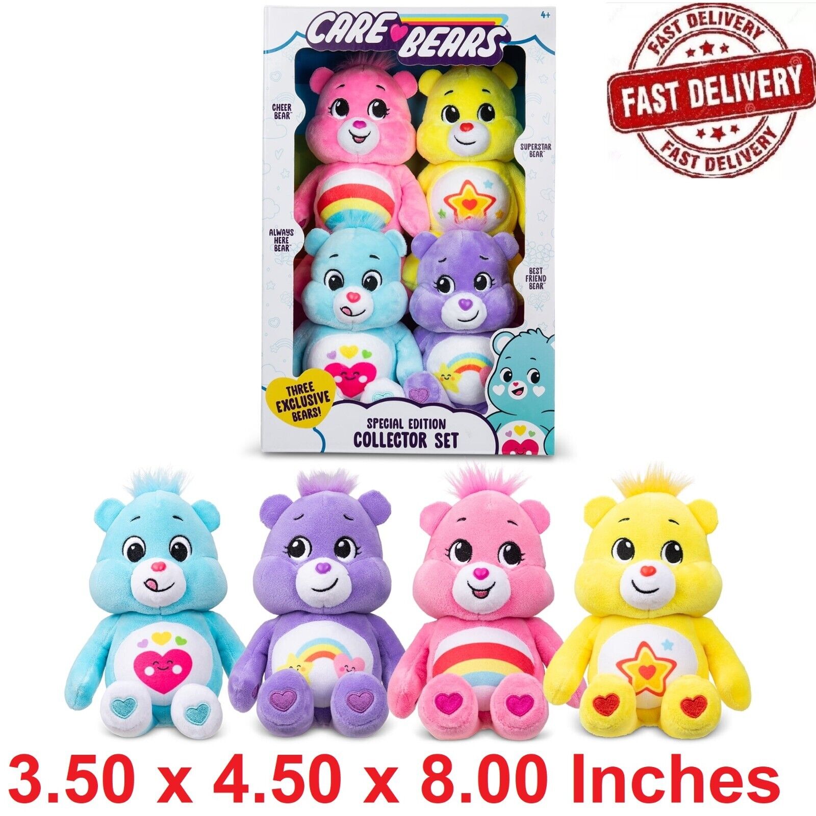 Care Bears 8 Inch Plush 4-Pack Treasure Box Exclusive 2024 Collection-New