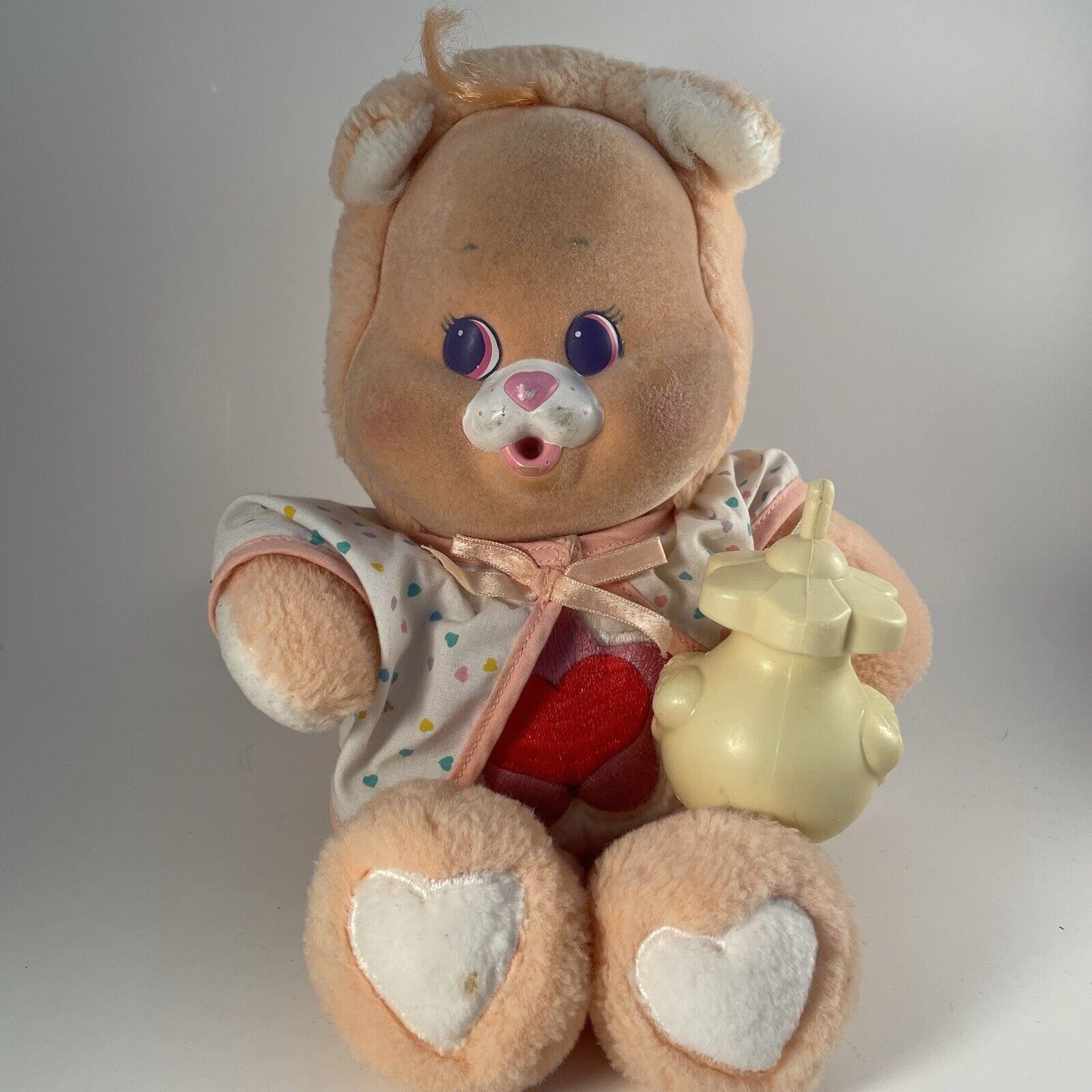 Care Bear Cub Lil Proud Heart Cat Baby Plush Jacket Bottle Kenner 1986 Vintage