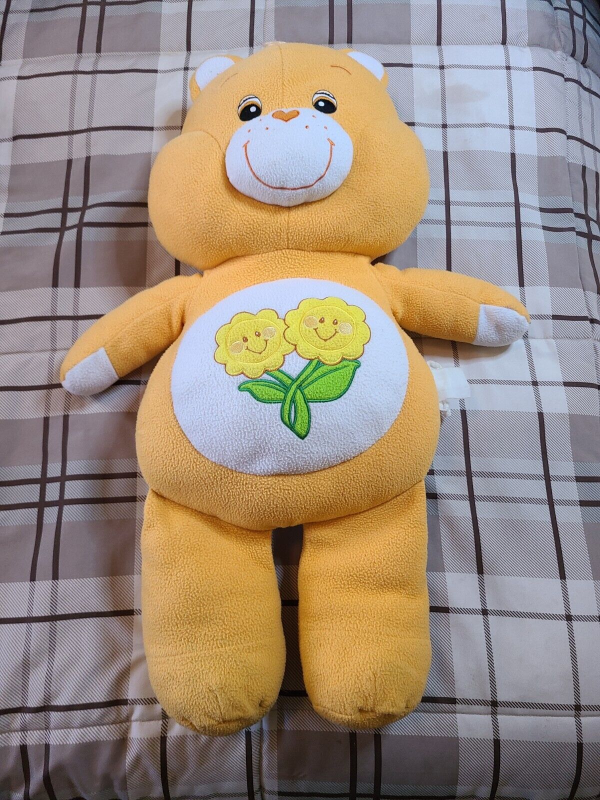 VTG Care Bear Friend Bear Orange Peach Sunflowers 2002 RETIRED Jumbo Plush 25”