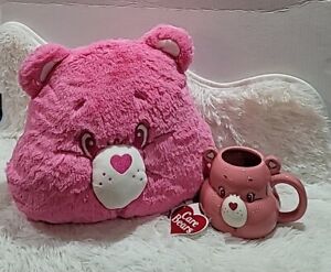 CARE BEARS Pink  BEAR HEAD PILLOW -- Bundle With Pink  Mug