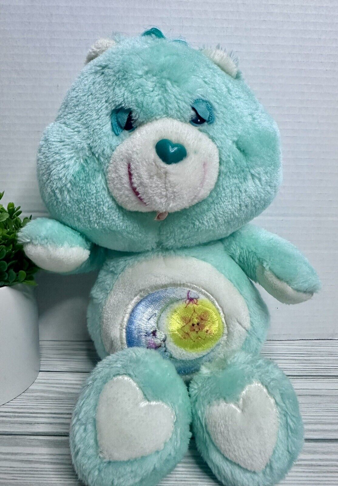 Vintage Care Bears 13” Bedtime Bear Plush Sleepy Mint Green 1980s Kenner 1983