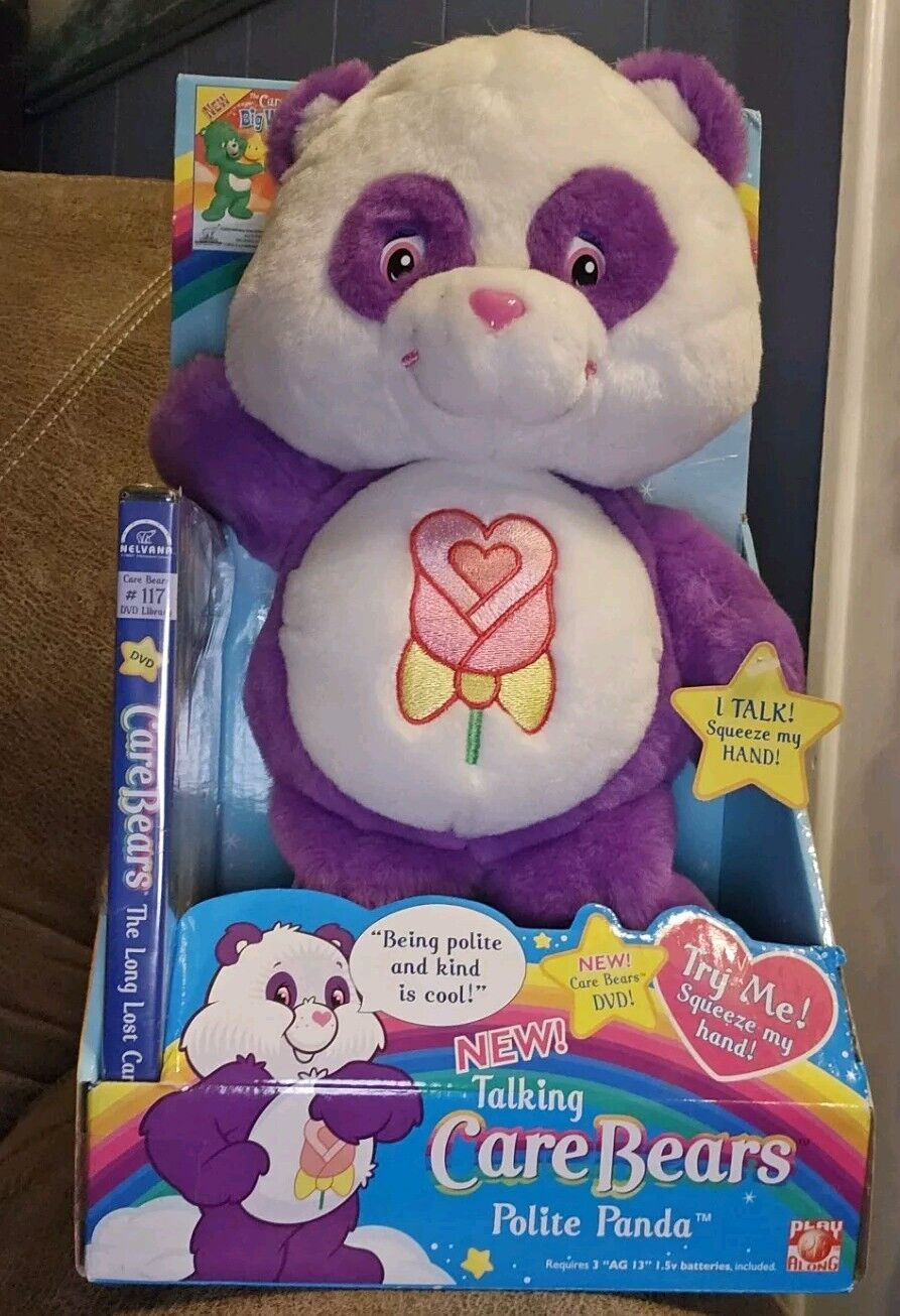 Talking Care Bears Polite Panda 12" Plush Jakks Pacific 2005 New With Tags & DV