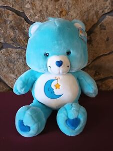Care Bears Vintage 2002 Bedtime Bear Plush Blue Moon & Star Heart Jumbo 27