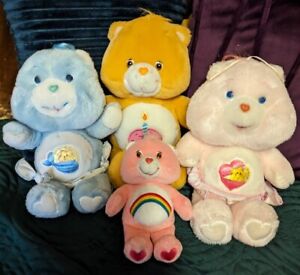 VINTAGE Care Bears Plush Lot 1983 Baby Hugs & Tugs 2003 Birthday 2004 Cheer EUC