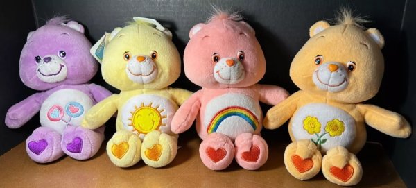 Care Bears 2002 8" Plush 1 with tags nice clean condition vintage Lot of 4