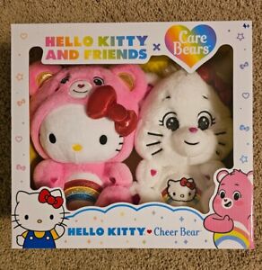 Hello Kitty & Friends X Care Bears Cheer Bear Sanrio 2 Stuffed Teddy Bear Set