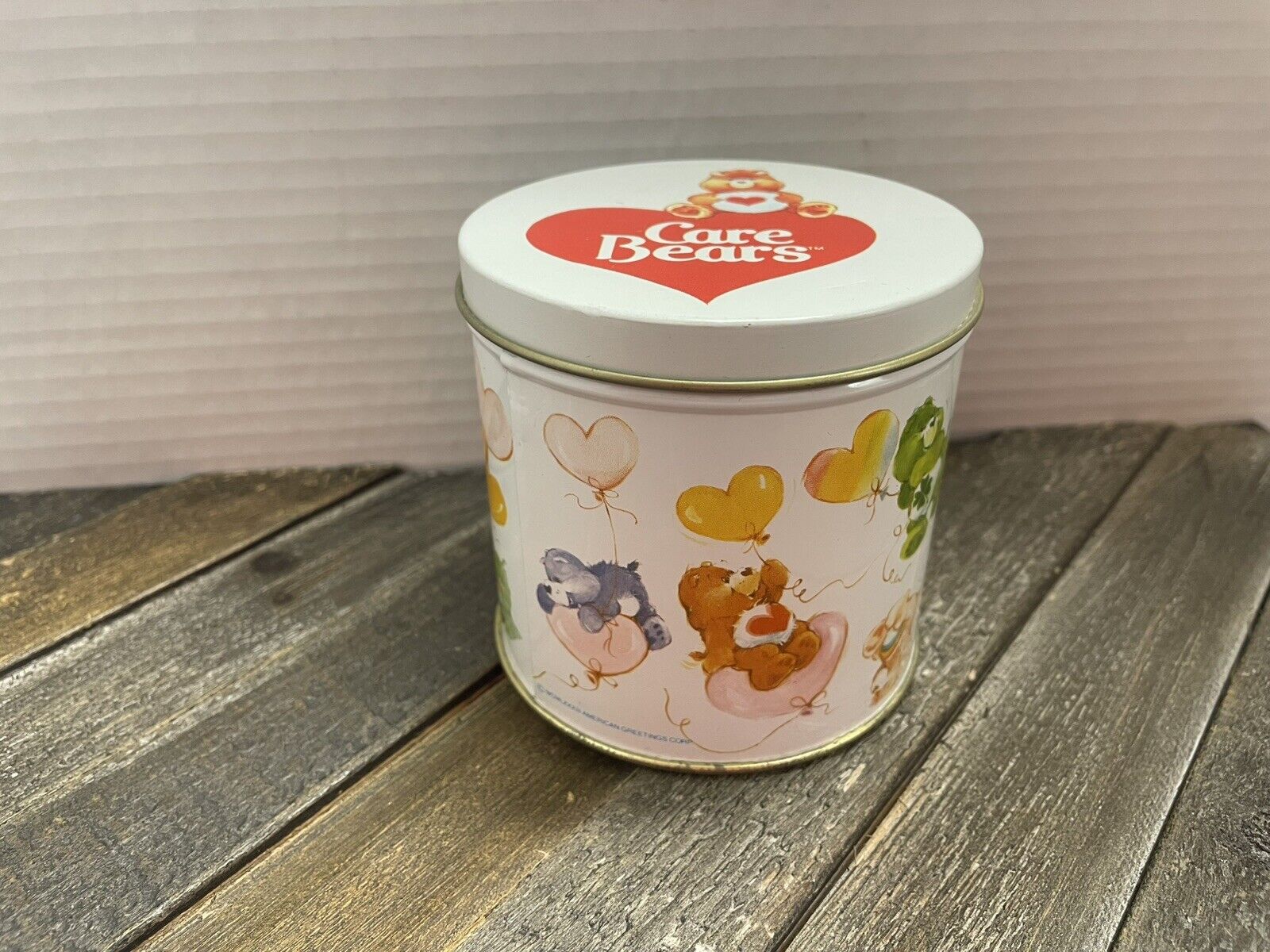 Care Bears VINTAGE Metal Tin round Hong Kong 1980s Original