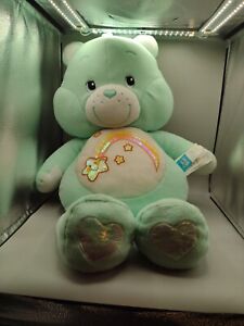 Large 30” Care Bears WISH BEAR Cuddle Pillow 2004 Green Plush Stuffed HTF Foil