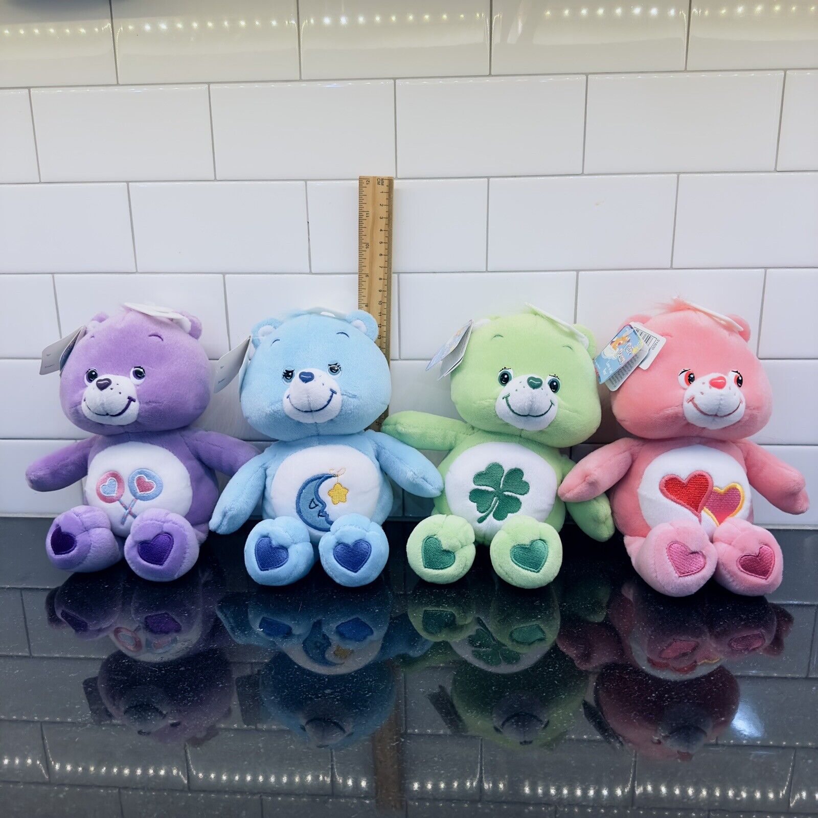 Lot Of 4 Vintage 2002 10” Care Bear Good Luck, Share, Love-A-Lot, Bedtime W/Tags