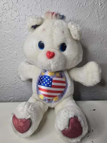 Vintage Kenner 1991 Care Bears Plush Proud Heart Bear America 12" Plush "Read"