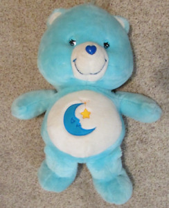 Large Care Bear Bedtime Moon Star Plush 2002 Blue 24”