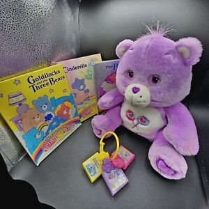 Care Bear Share a Story Talking Bear Purple 2004 Goldielocks Cinderella 3 Books
