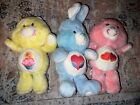 Vintage Kenner Care Bears Cousins Lot Of 3 Blue Bunny Double Hearts Cup Cake
