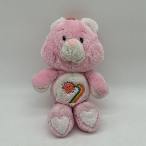 Care Bear VERY RARE Pink sunshine Rainbow Love Bear, Vintage 1980's Plush!