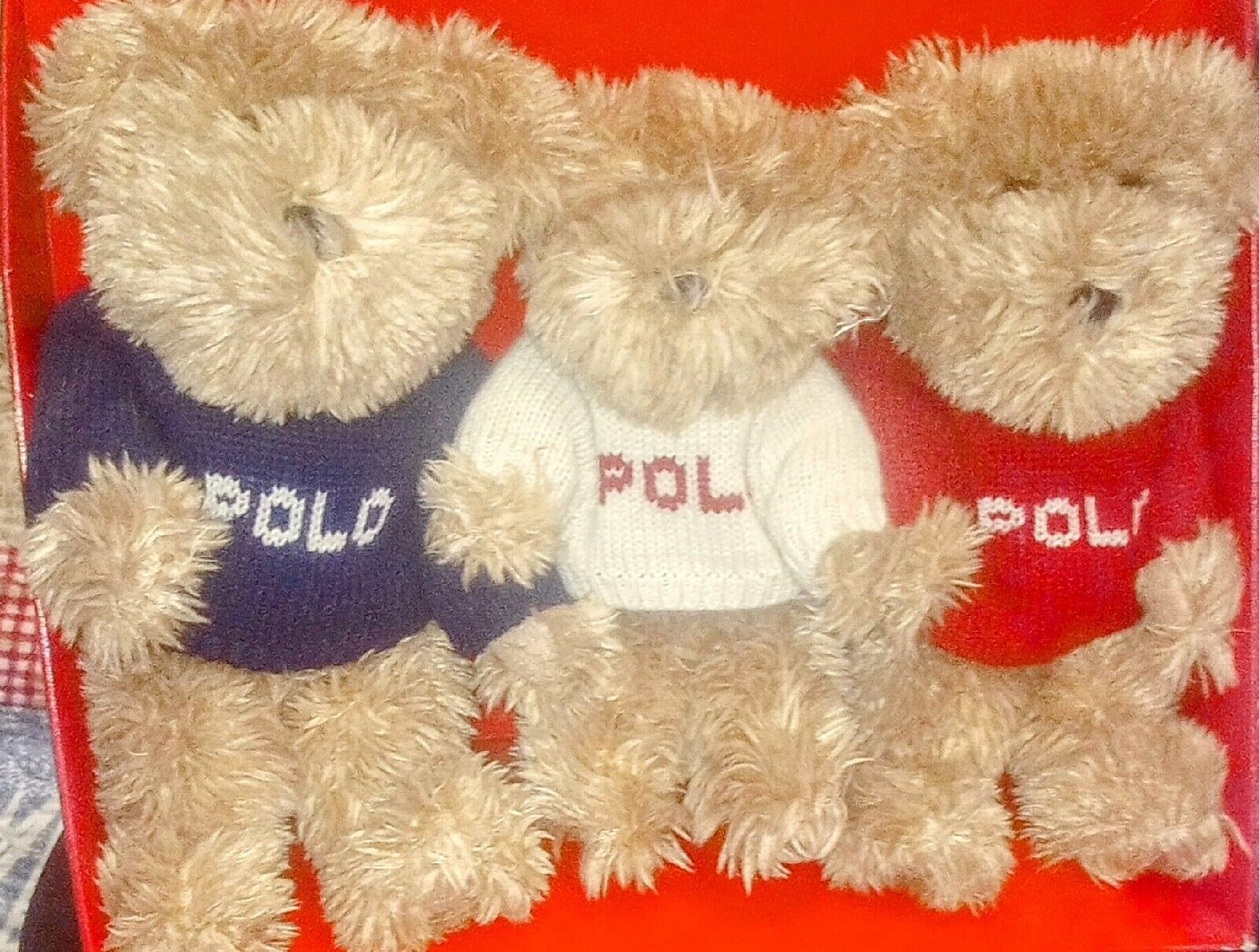 Vintage POLO Ralph Lauren The Bears that Care Plush 3 Teddy Bear Lot Set Sweater