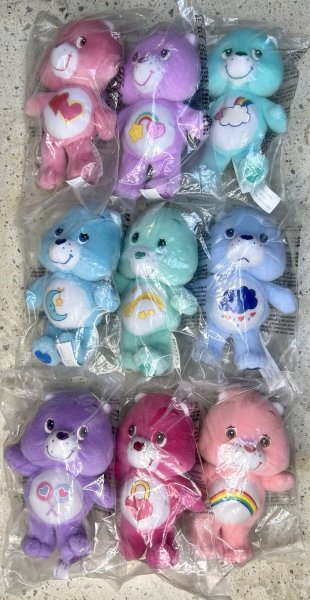 2005 CARE BEARS 5" Plush Lot Of 9 New In Packages Scholastic TCFC Toys Rare Find