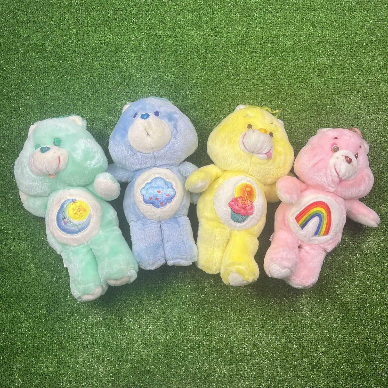 Vintage 1983 Care Bear Lot Plush Figures 80s Rainbow Moon Cloud Cupcake 13” READ