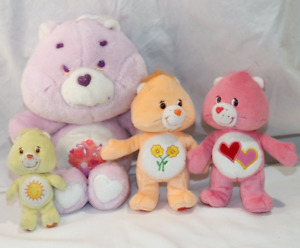 Vintage Care Bears Plush Lot Share Bear Love A Lot & Friend Cuddle Pair Funshine