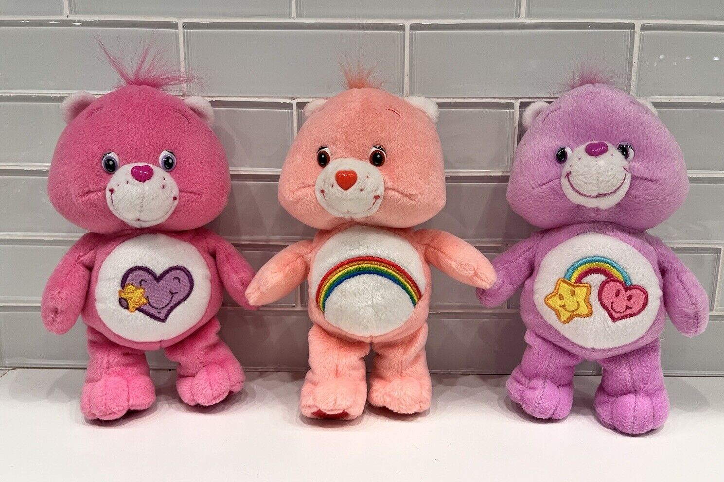 Vintage 8" Care Bear Plush CHEER - BEST FRIEND - TAKE CARE Bears CUTE! Lot of 3