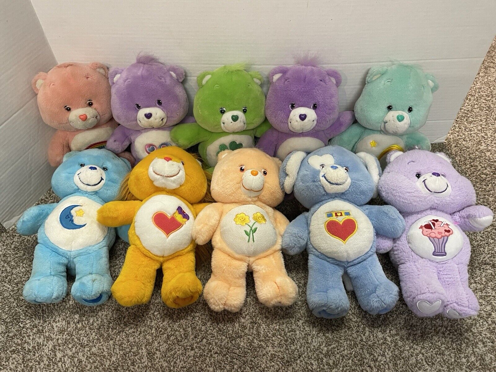 Care Bears 13" Beanies Lot of 10 Stuffed Plush VINTAGE - FREE SHIPPING !