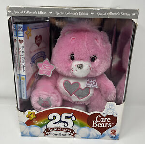 2007 Care Bears 25th Anniversary Swarovski Love A Lot Bear Plush + DVD New