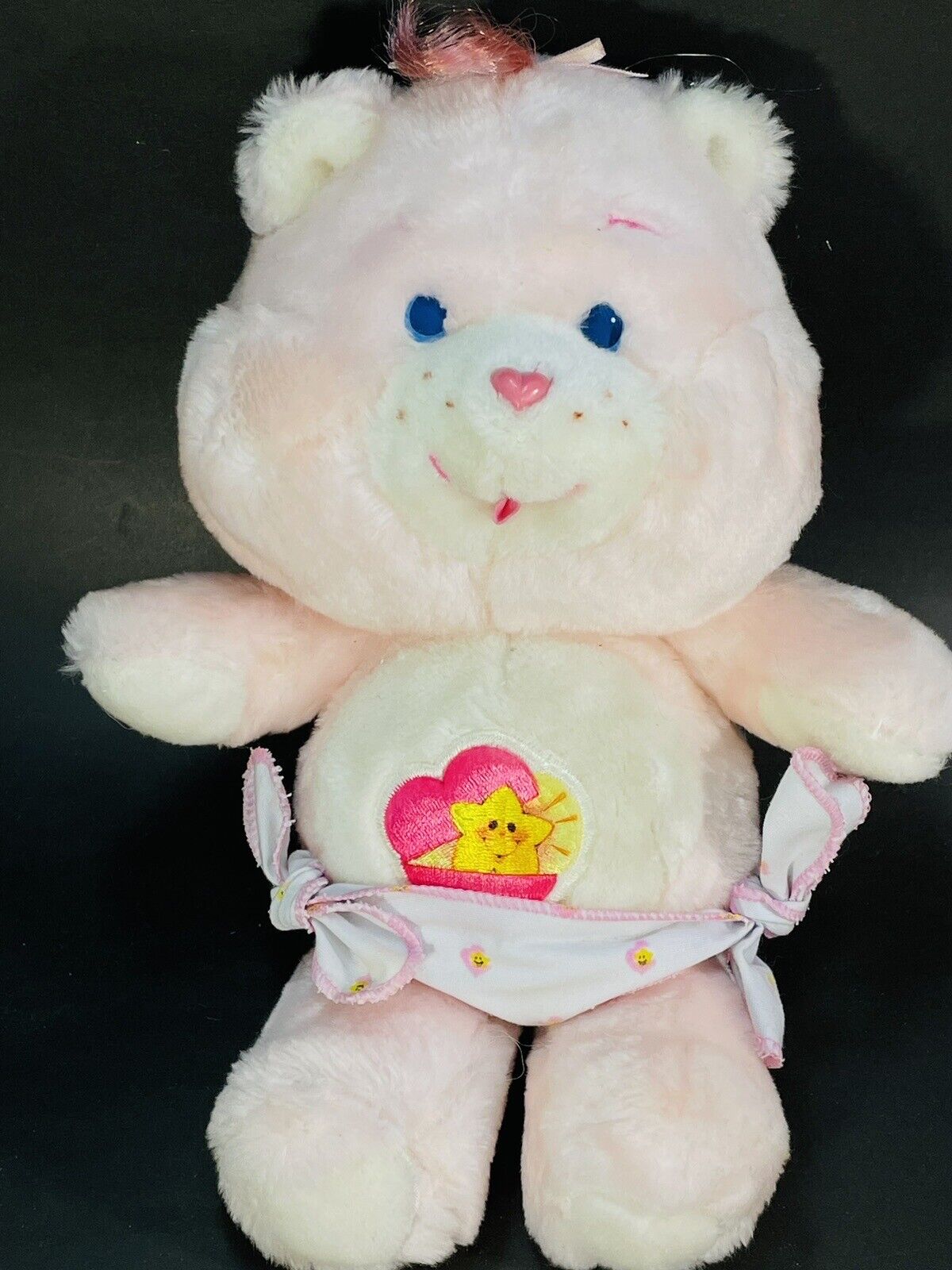 VTG Kenner Care Bears 1983 BABY HUGS BEAR Plush  11" Pink Heart Star Diaper