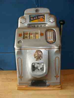 Original Vintage Jennings Black Hawk Indian Chief 5 Cent Nickel Slot Machine 