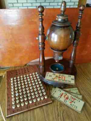 1890s Gambling KENO GOOSE Wood Balls KENO Dispenser HOPPER Keno Cards CALL BOARD