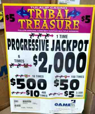 **MEGA HUGE PROFIT OVER $40k- 3 WINDOW PULL TAB TICKETS @ $5 PROGRESSIVE JACKPOT