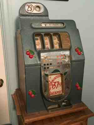 Buckley 25 Cent Mechanical Slot Machine Antique Quarter