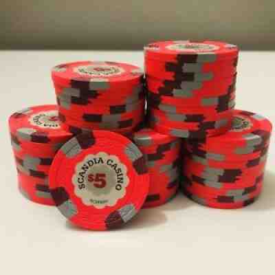 48-$5 Denom Scandia Casino Norway Paulson PAUL SON Clay Poker Chips