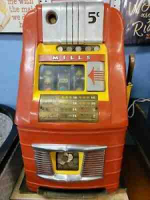 Vintage Mills 5 Cent Nickel High Top Striped Slot Machine