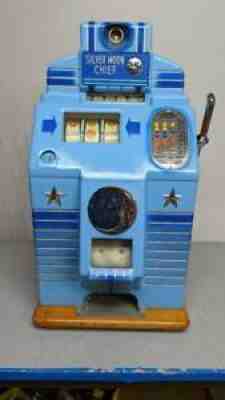 Antique Jennings Silver Moon Chief 25 Cent Slot Machine With Keys