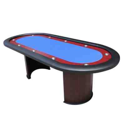 IDS 96" Luna Poker Table Blue Speed Cloth Racetrack Cup Holders Wooden Legs