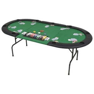 Foldable 9 Player Poker Table Casino Texas Holdem Blackjack Baccarat Play Desk