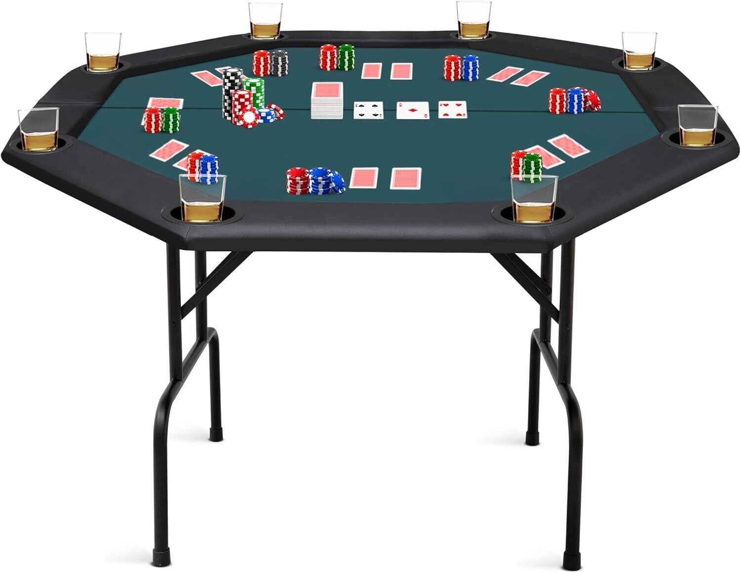 Portable Texas Holdem Table - Octagon Design for 8 Players, Foldable & Stylish