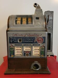 Antique 1922 Jennings Mints Of Quality Slot Machine W/ Diamond J Model Dispenser