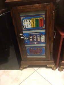 Golden Nugget Antique Slot Machine Oak Stand