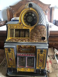 1936 5 cent Watling Rol-A-Top Twin Jackpot Nickel Slot Machine & Candy Vendors