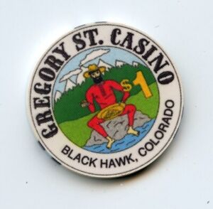 1.00 Chip from the Gregory St Casino Black Hawk Colorado